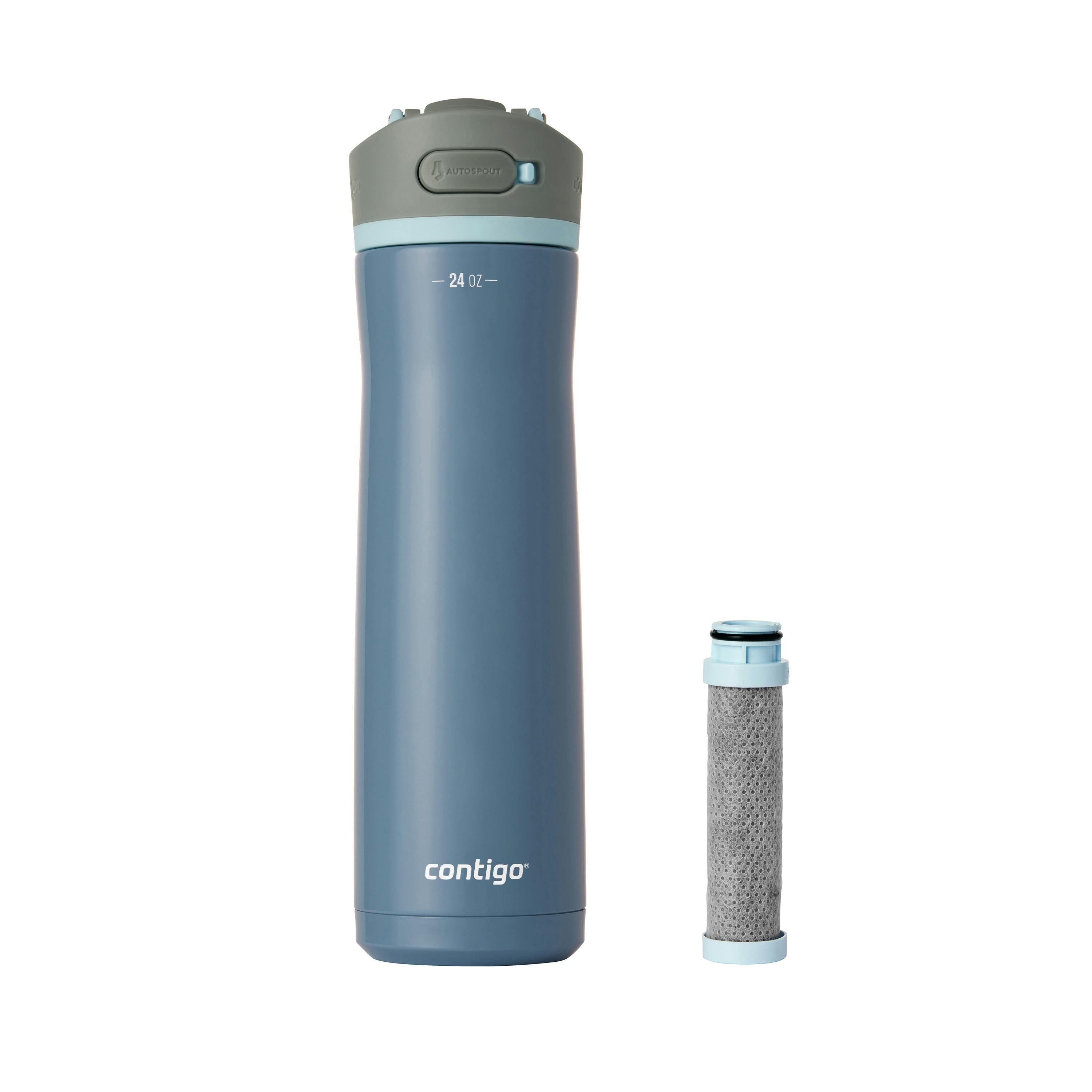 Contigo® Wells Chill Stainless Steel Filter Water Bottle with AUTOSPOUT® Straw Lid and Replacement Filter, 24 Oz