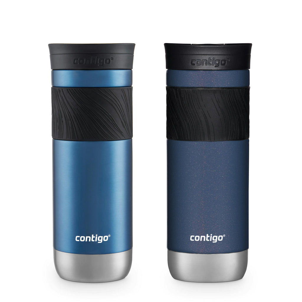 Contigo® SNAPSEAL™ Insulated Stainless Steel Travel Mug with Grip, 20oz., Blue Corn Transparent Satin & Midnight Berry