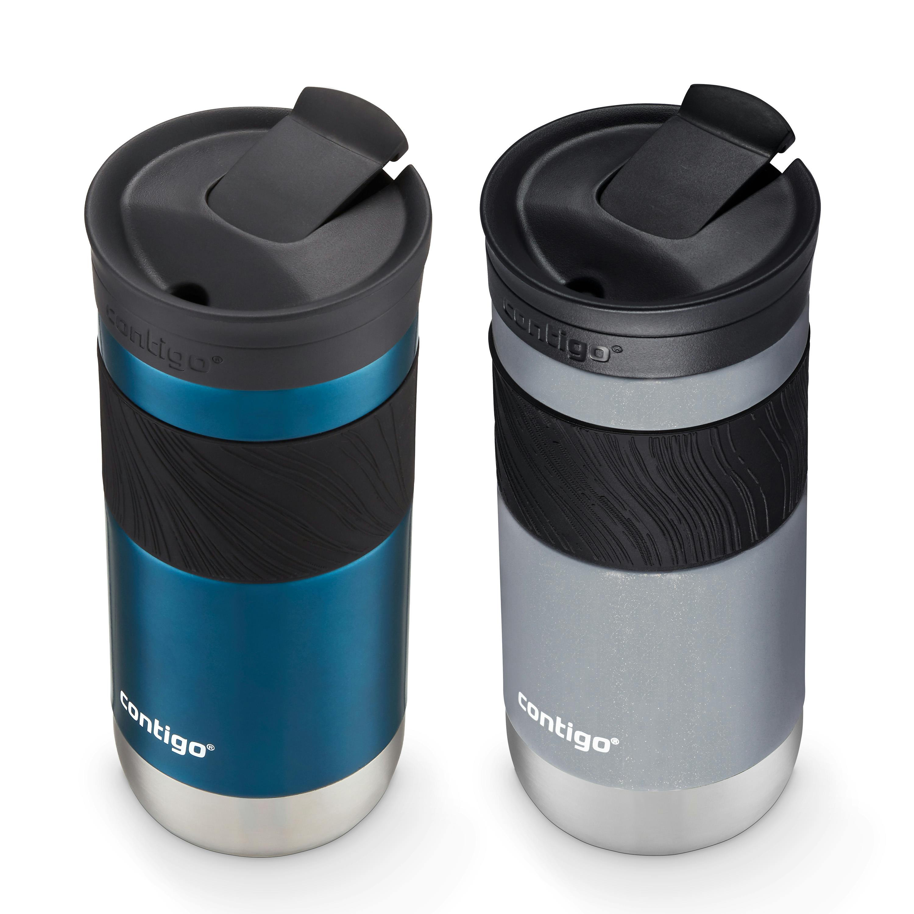 Contigo® SNAPSEAL™ Insulated Stainless Steel Travel Mug with Grip, 16oz., Blueberry Transparent Satin & Gold Morel