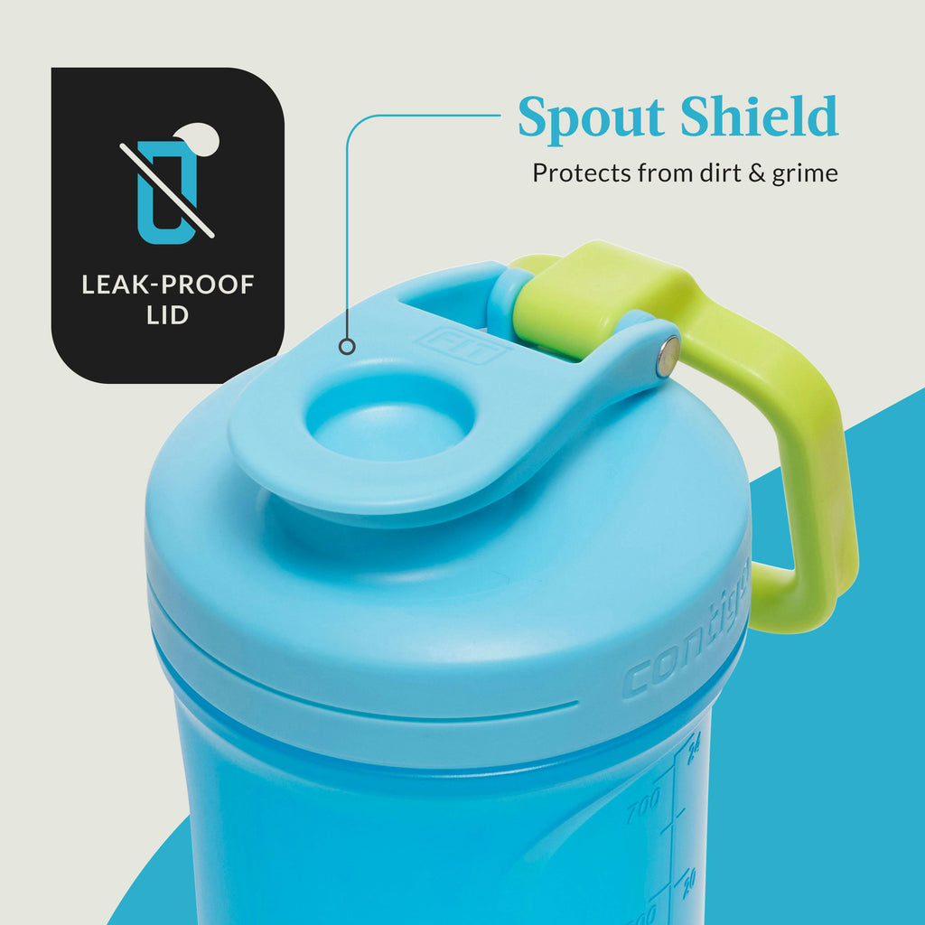 Contigo® Fit Shake & Go® 2.0 Plastic Antimicrobial Shaker Bottle, Blue Raspberry, 28 floz