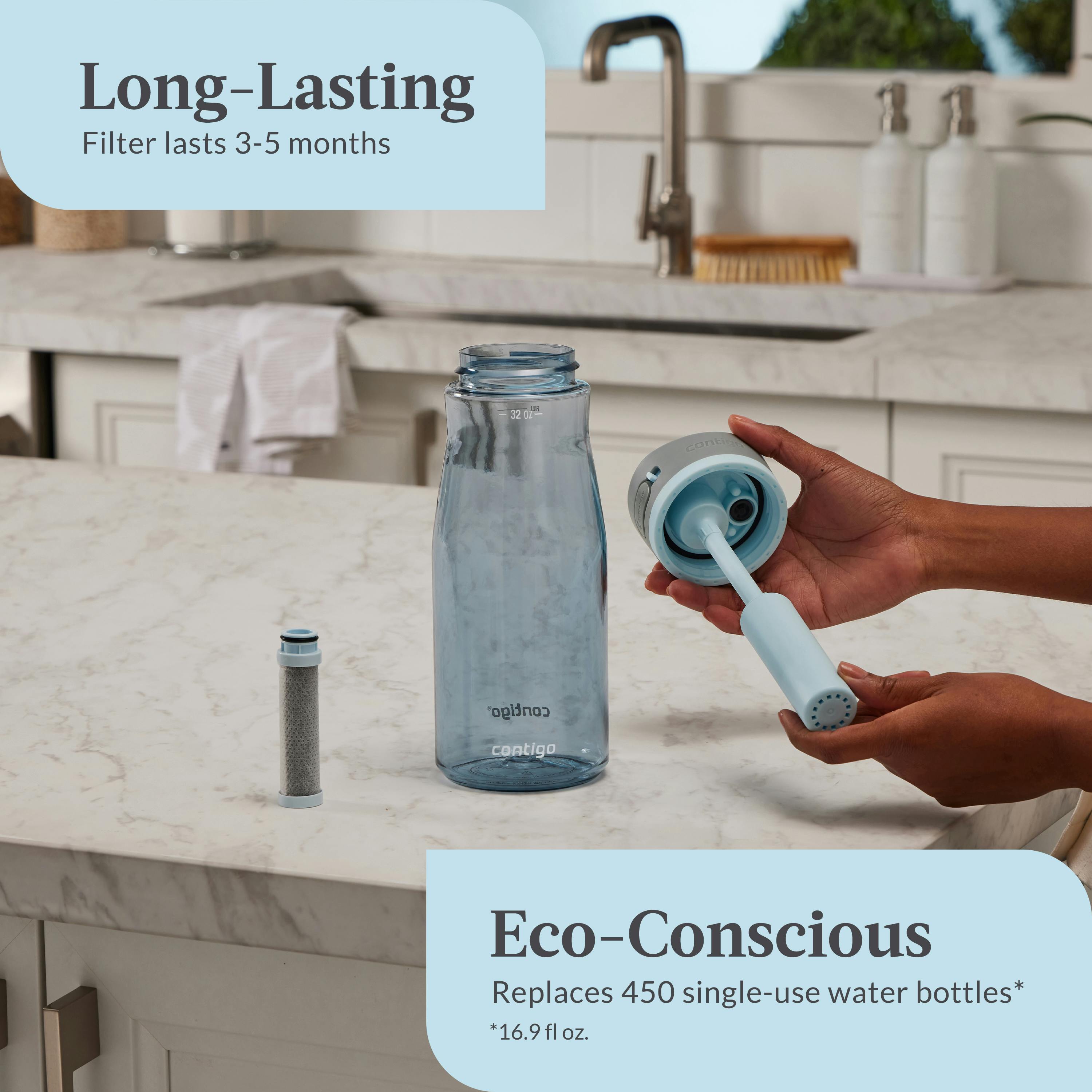 Contigo® Wells Plastic Filter Water Bottle with AUTOSPOUT® Straw Lid, 32 Oz