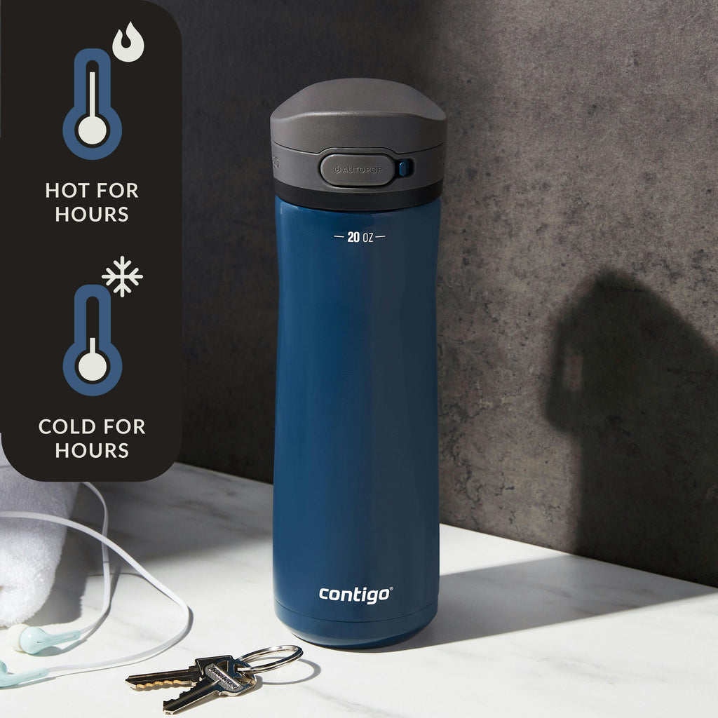 Contigo® Jackson Chill 2.0 Water Bottle with AUTOPOP Lid | Stainless Steel Water Bottle, 20oz., Blueberry Opaque