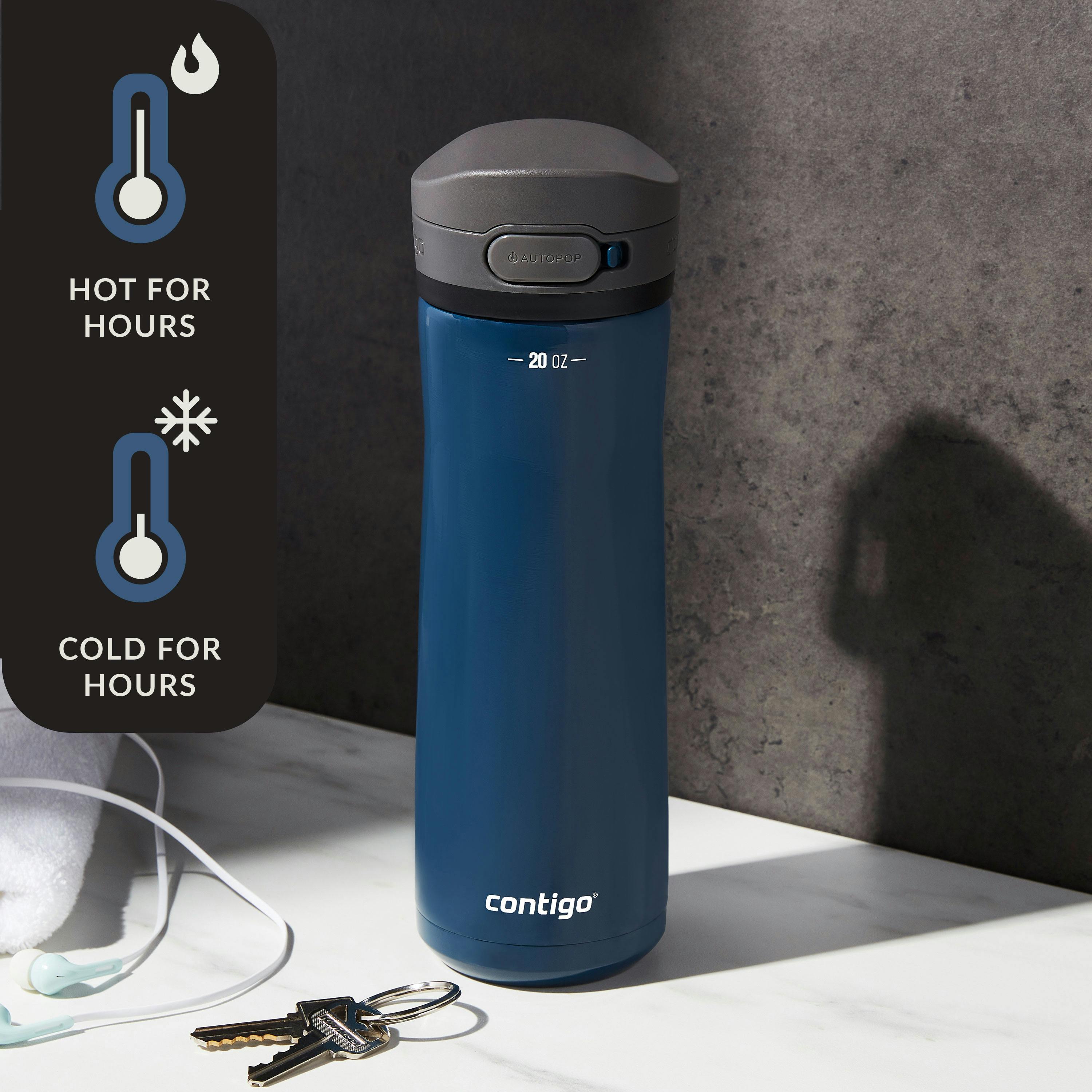 Contigo® Jackson Chill 2.0 Water Bottle with AUTOPOP Lid | Stainless Steel Water Bottle, 20oz., Blueberry Opaque
