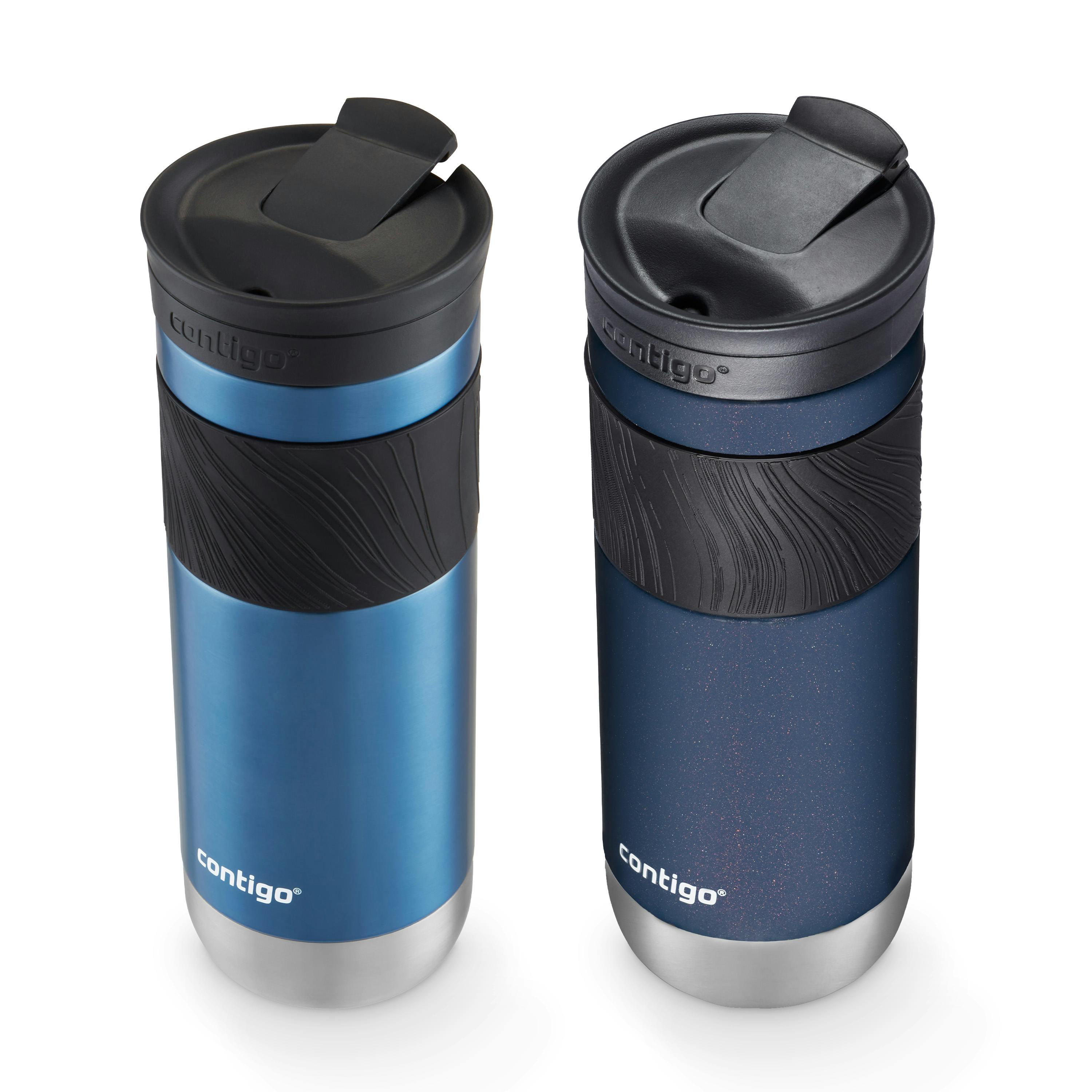 Contigo® SNAPSEAL™ Insulated Stainless Steel Travel Mug with Grip, 20oz., Blue Corn Transparent Satin & Midnight Berry