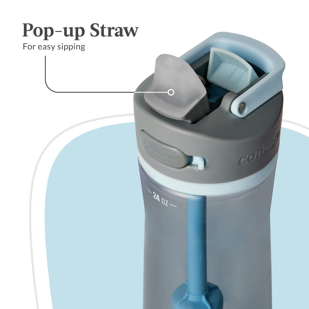Contigo® Wells Plastic Filter Water Bottle with AUTOSPOUT® Straw Lid and Replacement Filter, 24 Oz