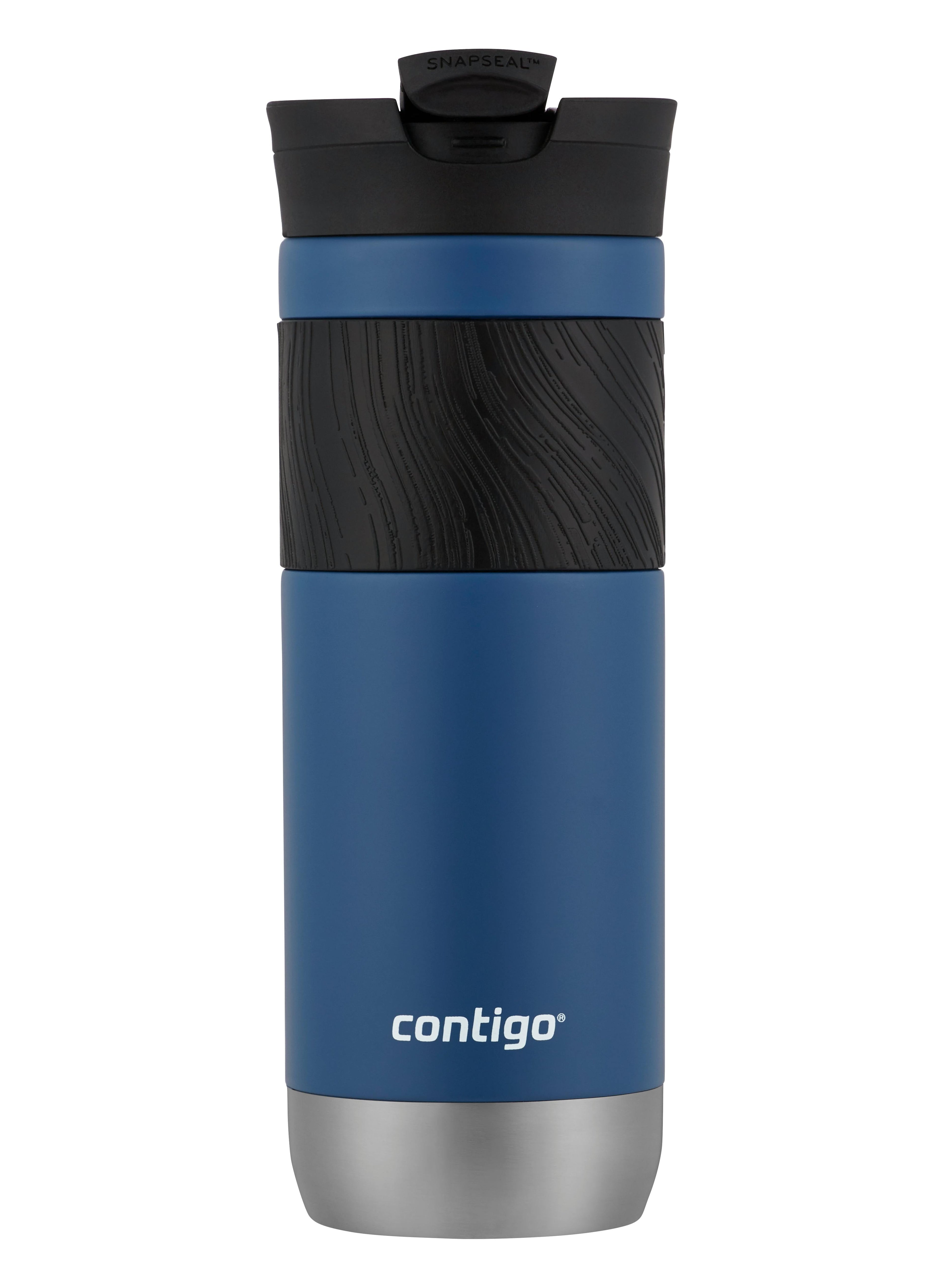 Contigo® SNAPSEAL™ Insulated Stainless Steel Travel Mug with Grip, 20oz., Blue Corn Transparent Satin & Midnight Berry