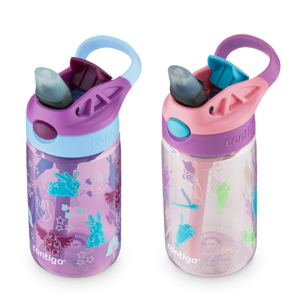 Contigo® Kids Water Bottle with Redesigned AUTOSPOUT® Straw, 14 oz, 2 pack