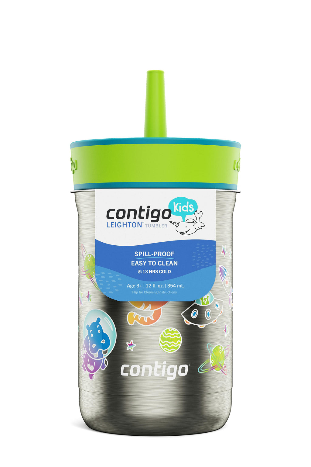 Contigo® Kids Leighton Spill-Proof Stainless Steel Tumbler with Straw, 12oz