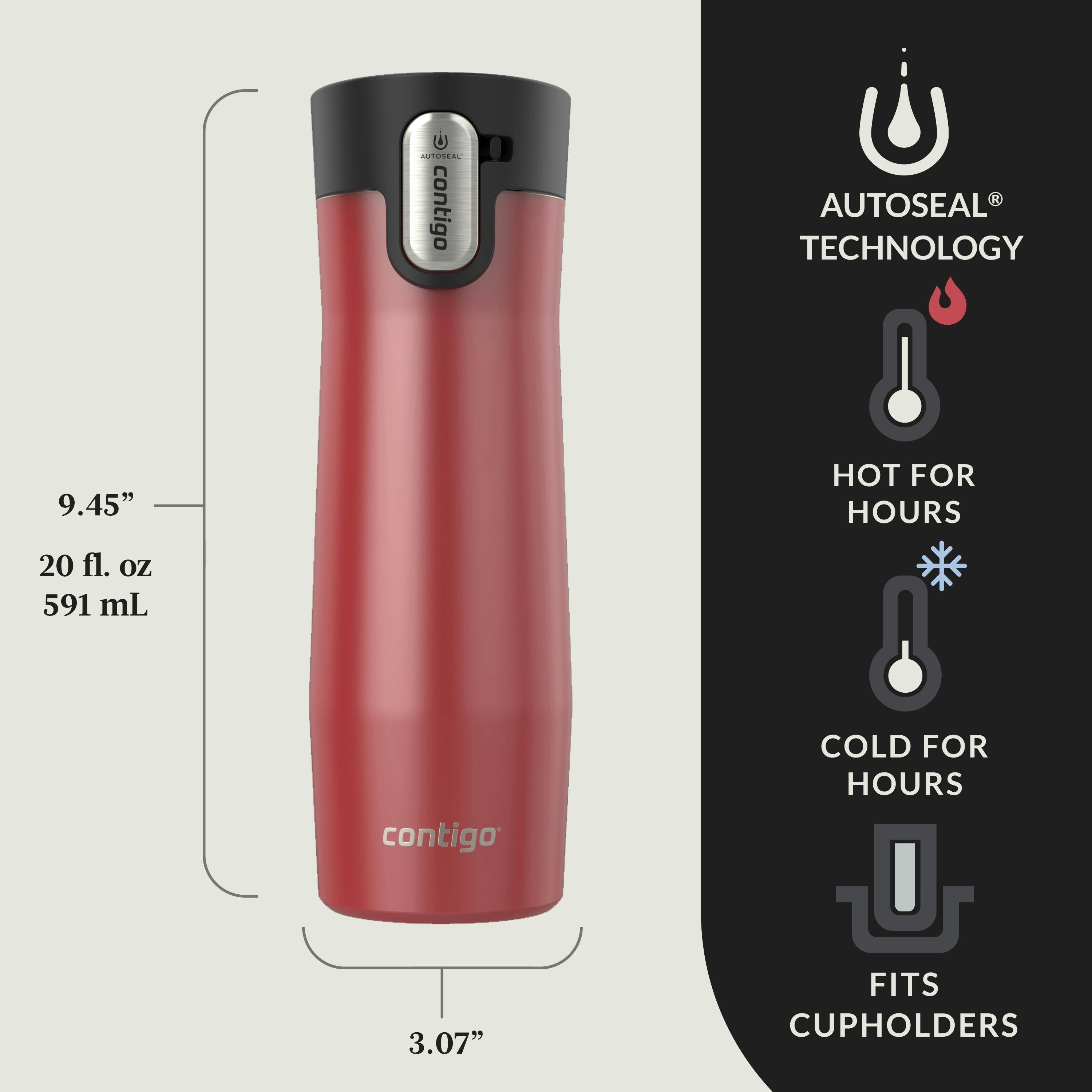 Contigo® AUTOSEAL® West Loop Vacuum-Insulated Stainless Steel Travel Mug with Easy-Clean Lid, 20 oz, 2-Pack