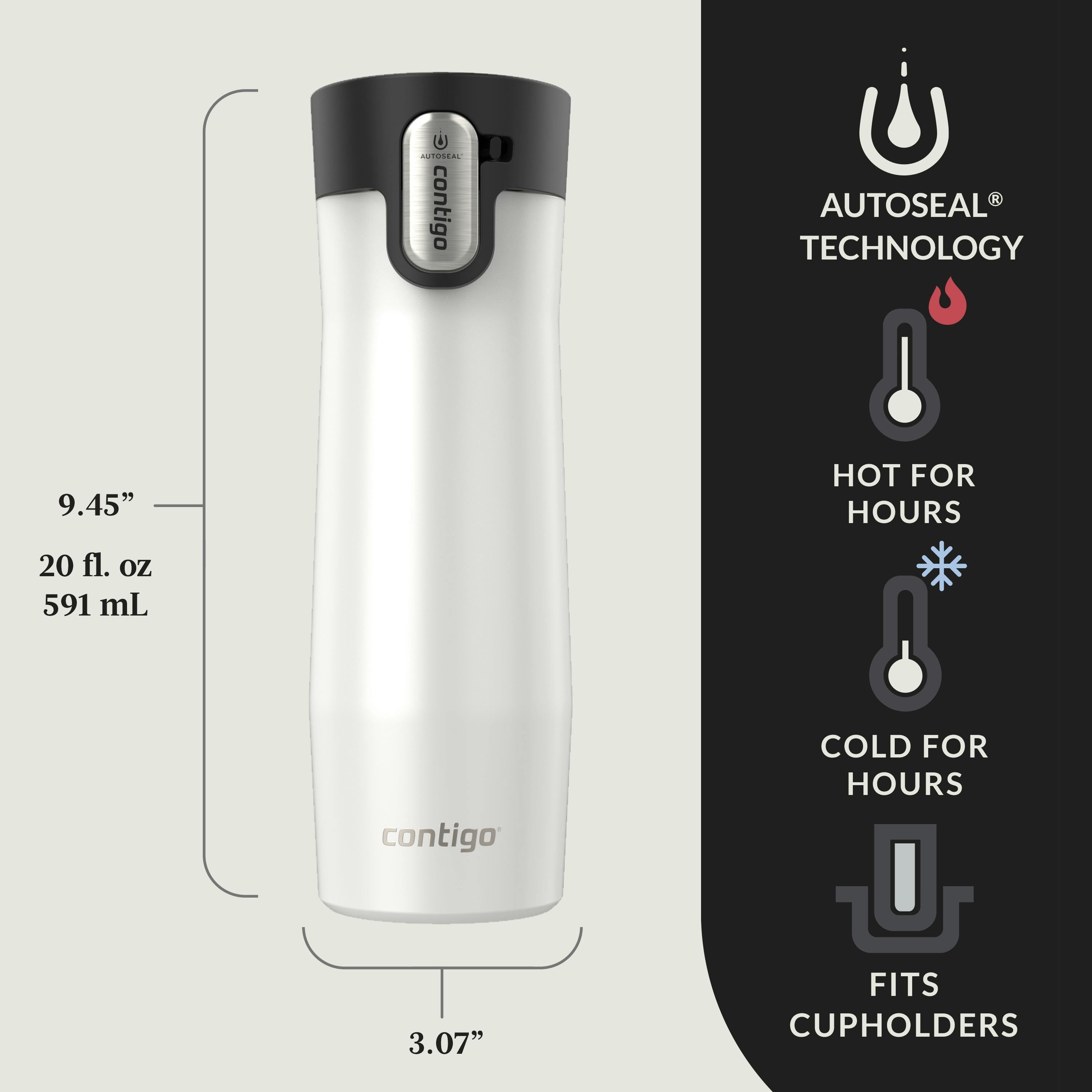 Contigo® AUTOSEAL® West Loop Vacuum-Insulated Stainless Steel Travel Mug with Easy-Clean Lid, 20 oz, 2-Pack