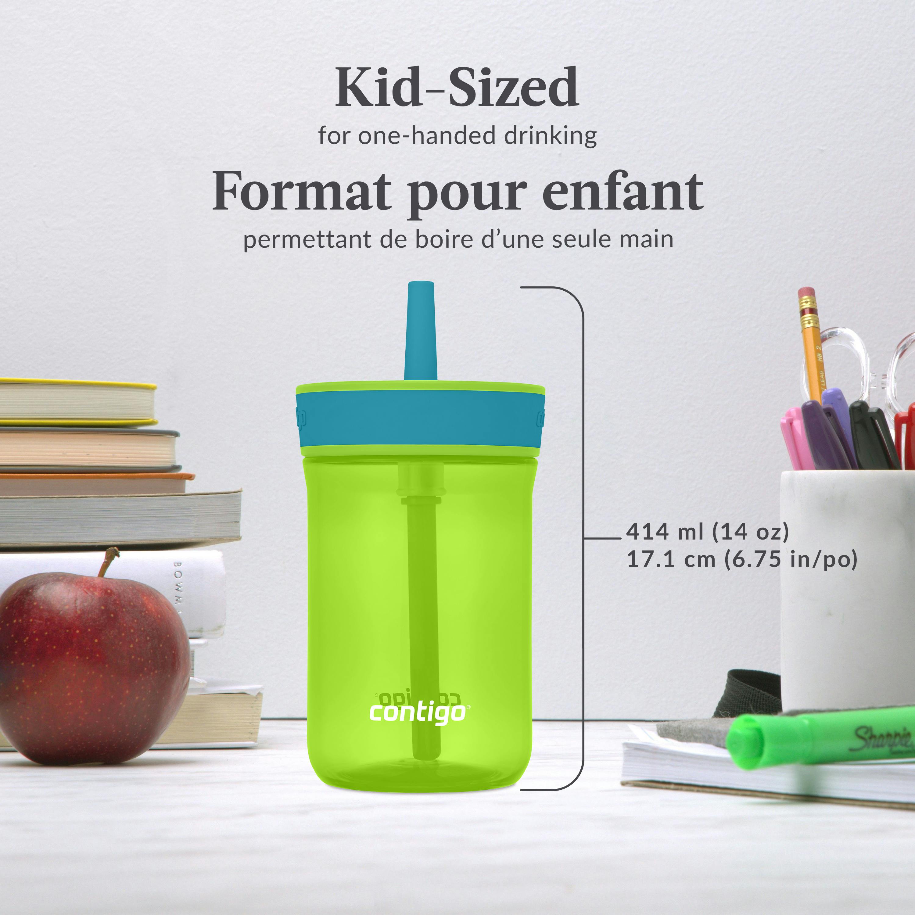 Contigo® Kids’ Leighton Straw Tumbler with Spill-Proof Leak-Proof Lid, 14oz